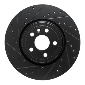 Jaguar F-Pace Brake Rotor (1) - Front Left - R1 Concepts - Drilled & Slotted - Black - `17-`19